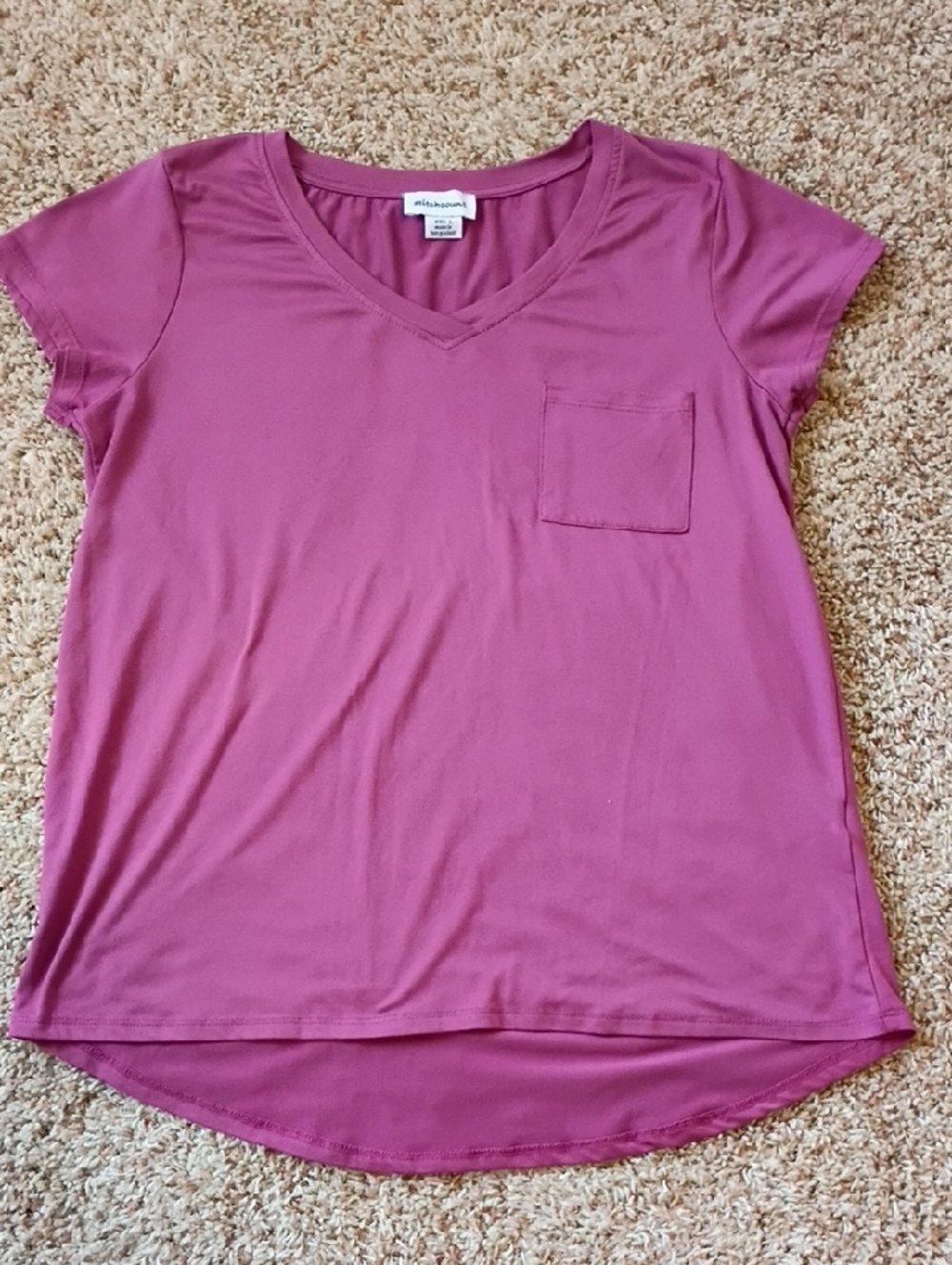 Women's V-Neck Pocket Tee - Mauve Pink